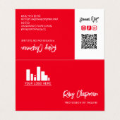 Carte De Visite Vibrant Code QR rouge Photo sur les médias sociaux (Extérieur déplié)