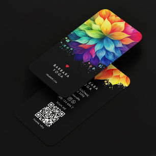 Carte De Visite Vibrant coloré Lotus Mandala Thérapiste Yoga