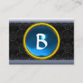 Carte De Visite VIBRANT DAMASK MÉMOIRE MONOGRAMME gem bleu (Dos)