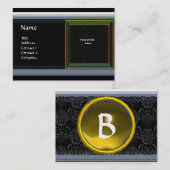 Carte De Visite VIBRANT DAMASK MEMORY MONOGRAMME jaune (Devant / Derrière)