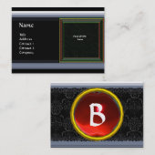 Carte De Visite VIBRANT DAMASK MEMORY MONOGRAMME rouge (Devant / Derrière)
