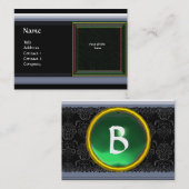 Carte De Visite VIBRANT DAMASK MEMORY MONOGRAS gem vert (Devant / Derrière)