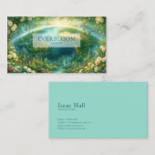 Carte De Visite Vibrant Fantasy Earth Globe and Lush Rose Garden (Devant / Derrière)