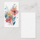 Carte De Visite Vibrant Floral Watercolor Design (Devant / Derrière)