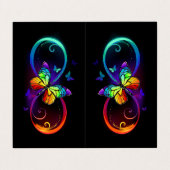 Carte De Visite Vibrant infinity with rainbow butterfly on black (Extérieur déplié)