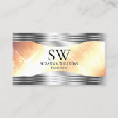 Carte De Visite Vibrant ivoire Pêcher les frontières argentées Mon (Devant)