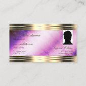 Carte De Visite Vibrant Marbre violet Gold Borders Logo et photo (Dos)