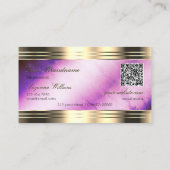 Carte De Visite Vibrant Marbre violet Gold bordures Logo QR Code (Dos)