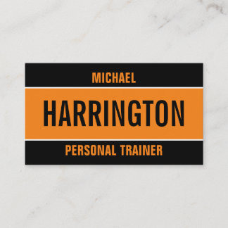 Carte De Visite Vibrant moderne Orange et Black Personal Trainer B