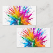 Carte De Visite Vibrant Rainbow Paint Splatter Explosion (Devant / Derrière)