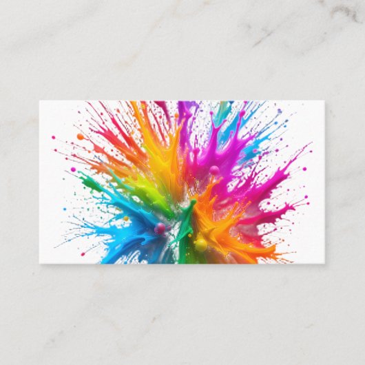 Carte De Visite Vibrant Rainbow Paint Splatter Explosion (Devant)