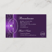 Carte De Visite Vibrant violet blanc squigglé Bijoux Logo & Photo (Dos)