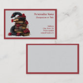 Carte De Visite Victorian Gothic Dragon Antique Books Roses (Devant / Derrière)