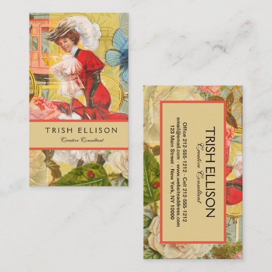 Carte De Visite Victorian Lady Woman Fun Carriage (Devant / Derrière)