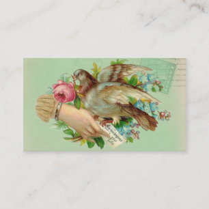 Carte De Visite Victorian Valentine Bird et rose