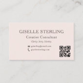 Carte De Visite Vide rose QR Code minimum photo professionnelle (Devant)