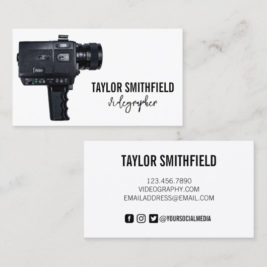 Carte de visite vidéo caméscope vintage (Devant / Derrière)