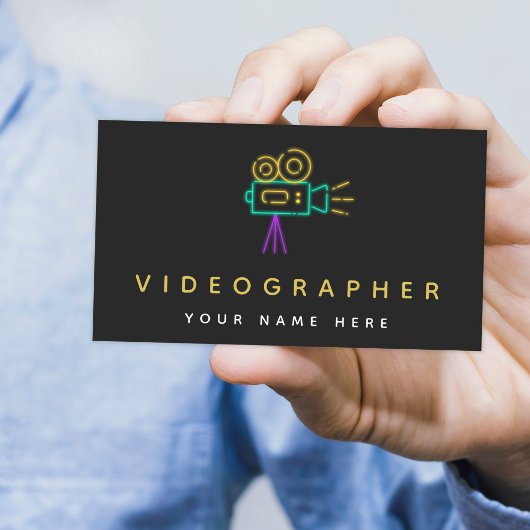 Carte De Visite Vidéographe cinéaste Vidéo Photo Caméra néon