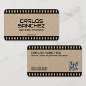 Carte De Visite 📽️ Vidéographe réalisateur personnalisé QR (Devant / Derrière)