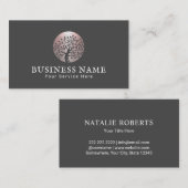 Carte De Visite Vie Entraîneur Rose Gold Tree Logo Conseiller (Devant / Derrière)