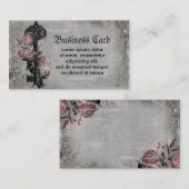 Carte De Visite Vieille clé et roses (Devant / Derrière)