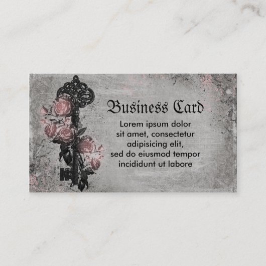 Carte De Visite Vieille clé et roses (Devant)