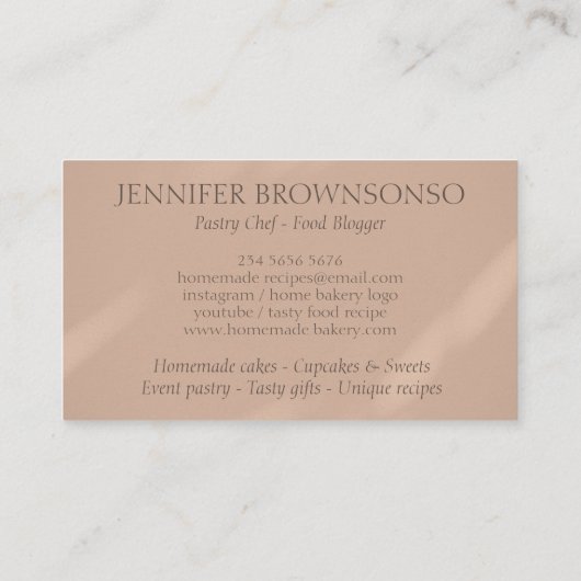 Carte De Visite Viennoiserie beige Brown pâtisserie chef (Dos)