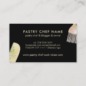Carte De Visite Viennoiserie moderne noire Chef pâtisserie boulang (Dos)
