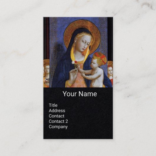 Carte De Visite VIERGE AVEC ENFANT, ANGELS ET SAINTS Papier noir (Devant)