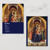 Carte De Visite VIERGE AVEC ENFANT ET ANGELS, bleu (Devant / Derrière)