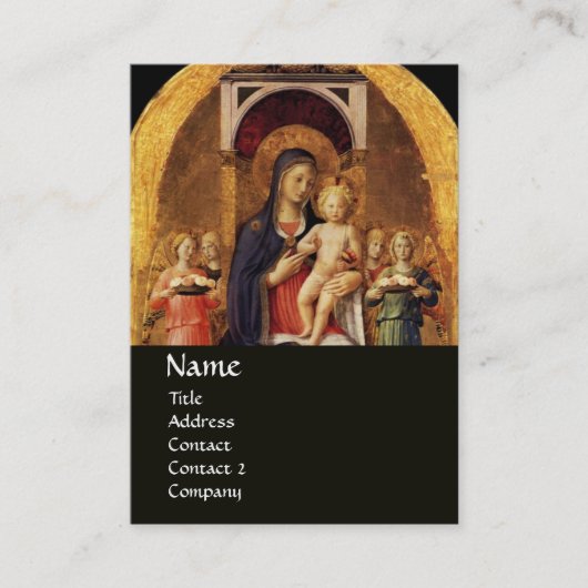 Carte De Visite VIERGE AVEC ENFANT ET ANGELS, noir (Devant)