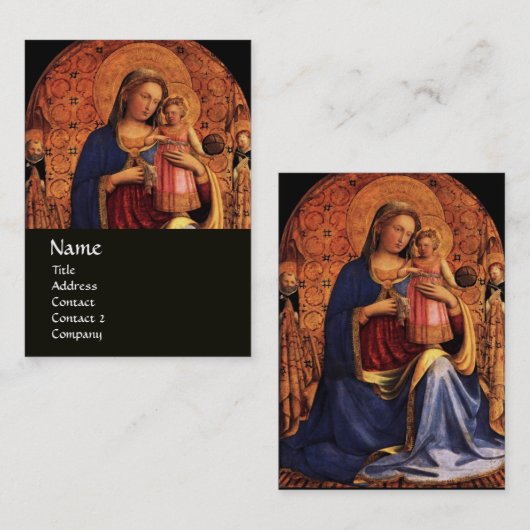 Carte De Visite VIERGE AVEC ENFANT ET SAINTS, noir (Devant / Derrière)