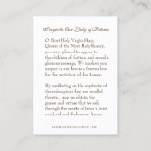 Carte De Visite Vierge Marie Fatima Prière Rosaire Catholique (Dos)