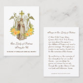 Carte De Visite Vierge Marie Fatima Prière Rosaire Catholique (Devant / Derrière)