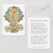Carte De Visite Vierge Marie Fatima Prière Rosaire Catholique Flor (Devant / Derrière)