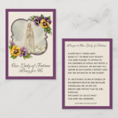 Carte De Visite Vierge religieuse Marie Fatima Prière catholique  (Devant / Derrière)