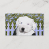 Carte De Visite Vieux anglais Sheepdog Puppy Peinture - Chien Art (Dos)