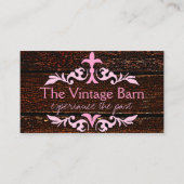 Carte De Visite Vieux bois et rouleau rose (Devant)