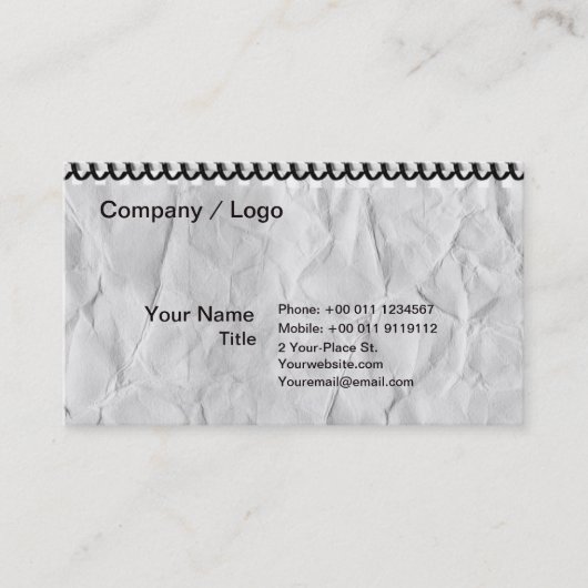 Carte De Visite vieux carnet de papier avec la spirale (Devant)