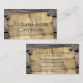 Carte De Visite Vieux charpentier de ~ d'affiche Recherchée, (Devant / Derrière)