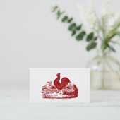 Carte De Visite Vieux cru de ferme de coq rouge (Debout devant)