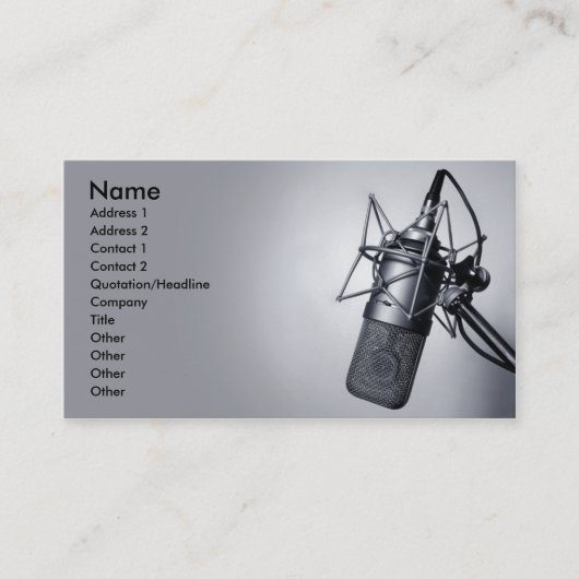 Carte De Visite vieux microphone de studio (Devant)