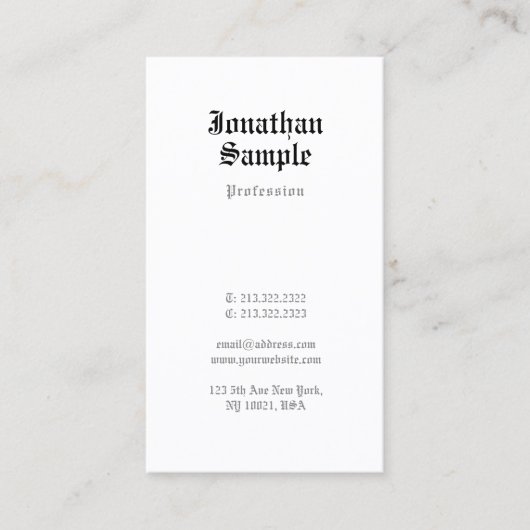 Carte De Visite Vieux nostalgique anglais de conception chic (Devant)