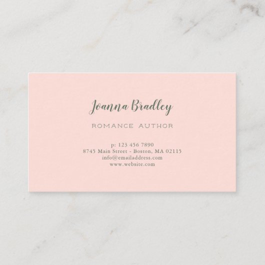 Carte De Visite Vignes à fleurs vertes rose Peach (Dos)