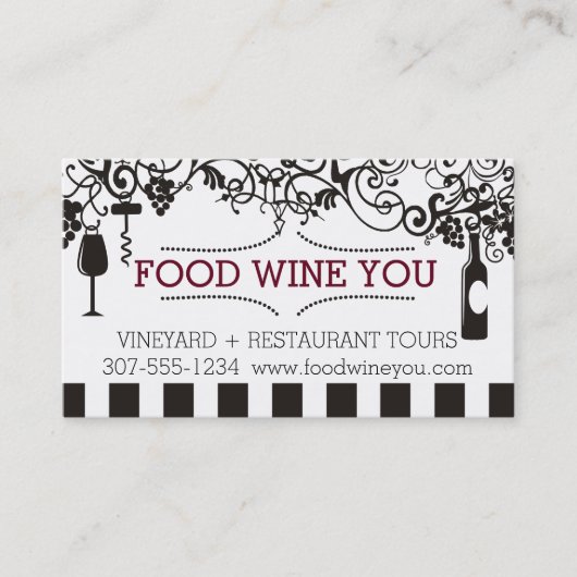 Carte De Visite Vignoble ornemental de vin de nourriture de marque (Devant)