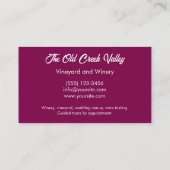 Carte De Visite Vignoble photo moderne (Dos)