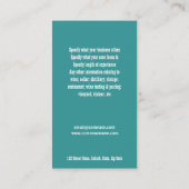 Carte De Visite Vignoble sommelier de vin aqua bleu (Dos)