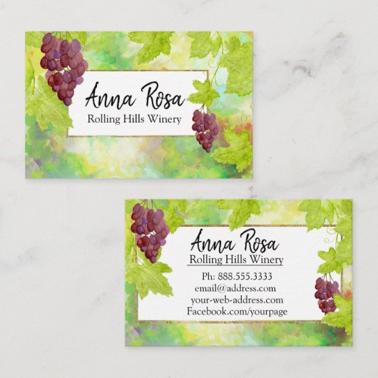 Carte De Visite *~* Vignoble Vignoble Vignoble Cave Vignoble Raisi (Devant / Derrière)