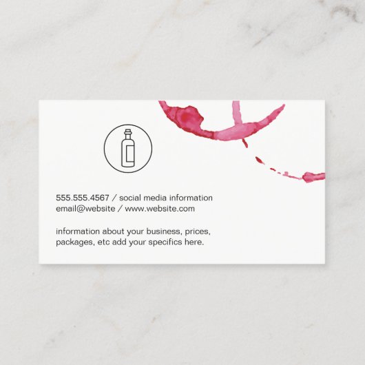 Carte De Visite Vignobles en Tige Logo Rouge foncé (Dos)