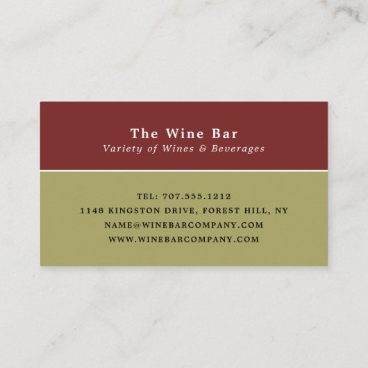 Carte De Visite Vignobles rouges, Van Gogh, Bar à vins/Vin (Dos)